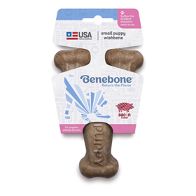 Benebone Small Puppy Wishbone Bacon Flavored Dog Chew Toy