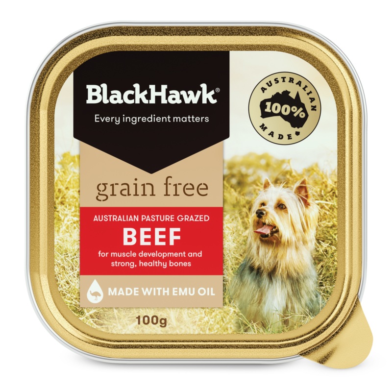 Black Hawk Grain Free Adult Beef Wet Dog Food 100g x 9