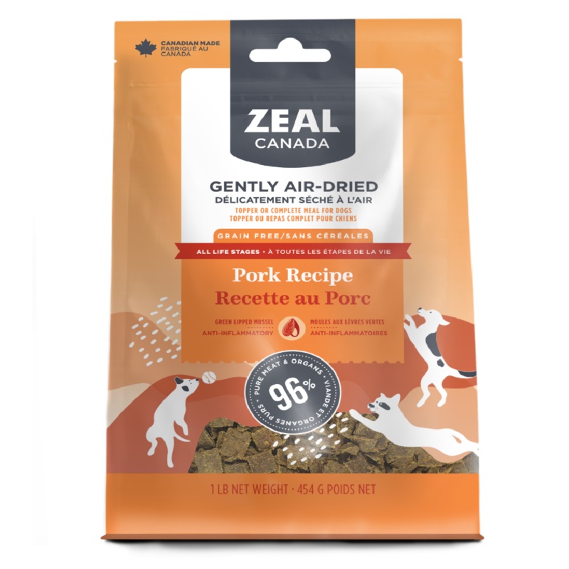 Zeal Canada Gently Air-Dried Pork Recipe for Dogs 454g