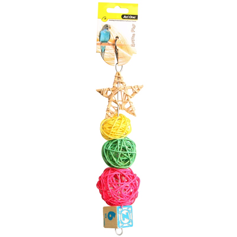 Avi One Bird Toy Rattan Star and Balls