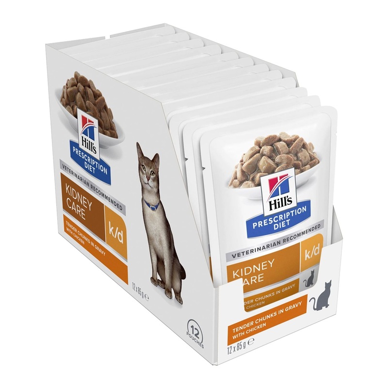 Hill’s Prescription Diet Feline k/d Kidney Care Chicken Wet Cat Food Pouches 12X85g