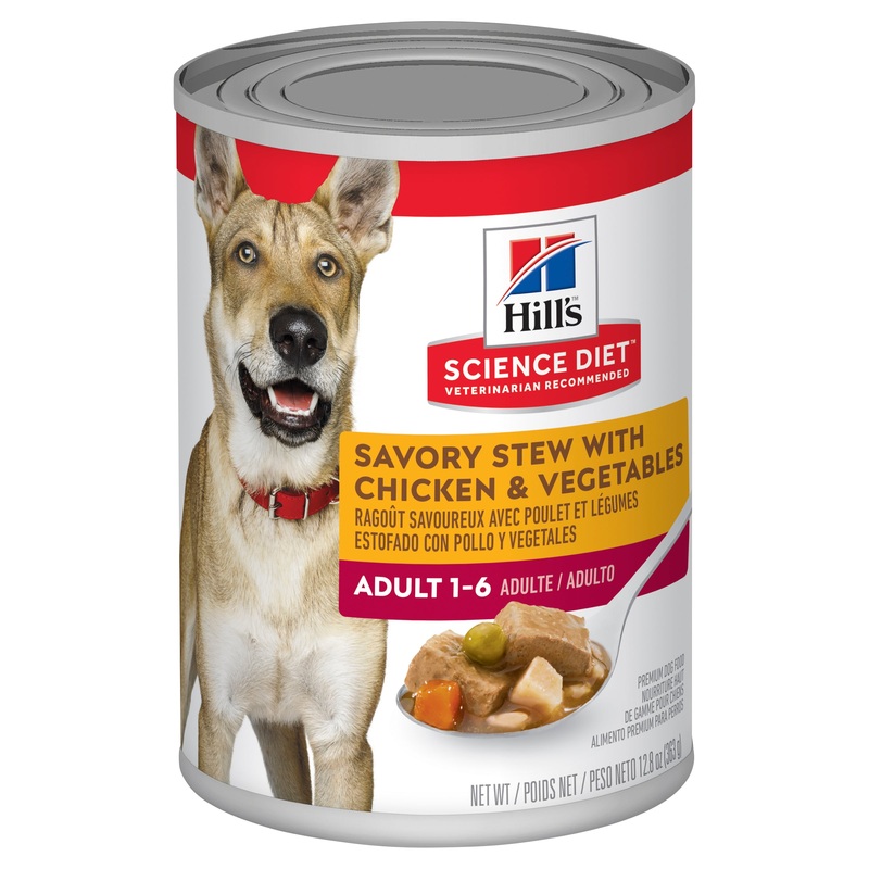Hill’s Science Diet Adult Savory Stew Chicken & Vegetable Canned Dog Food 363g x 12
