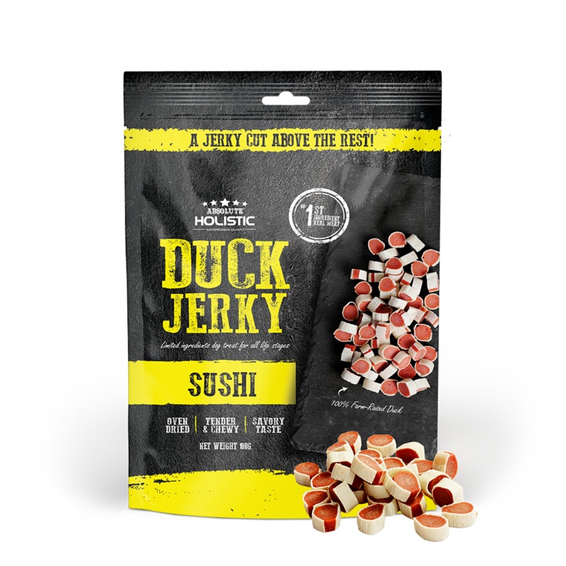 Absolute Holistic Dog Treats Duck Jerky Sushi 100g