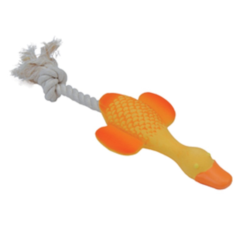 Coastal Lil Pals Latex & Rope Duck Dog Toy 8 in