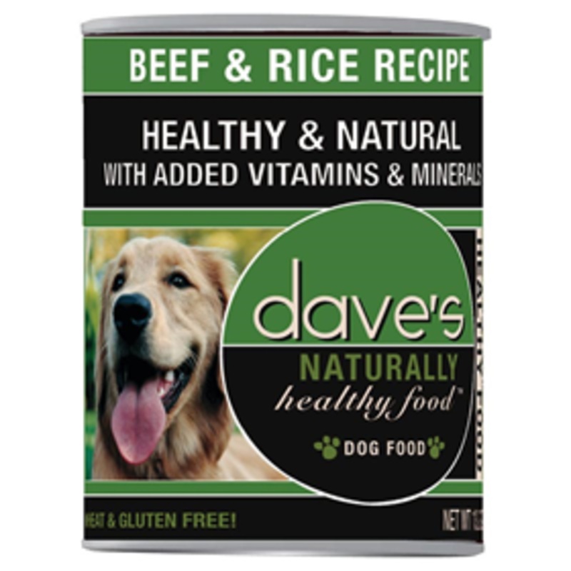 Daves Naturally Healthy Food Beef & Rice Recipe Can Food for Dogs 13.2 oz.