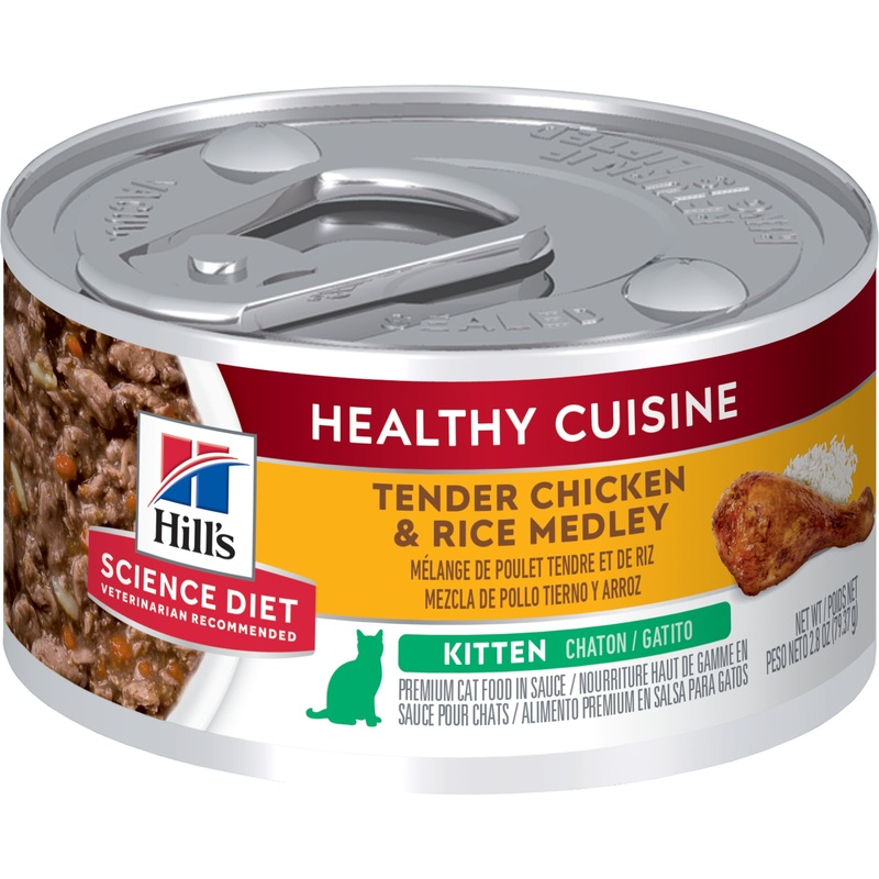 Hill’s Science Diet Kitten Healthy Cuisine Chicken & Rice Medley Canned Cat Food 79g x 24