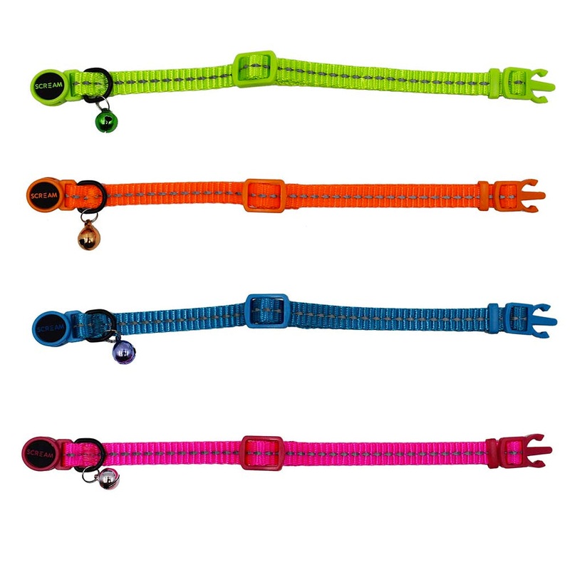 Scream Reflective Adjustable Nylon Cat Collar
