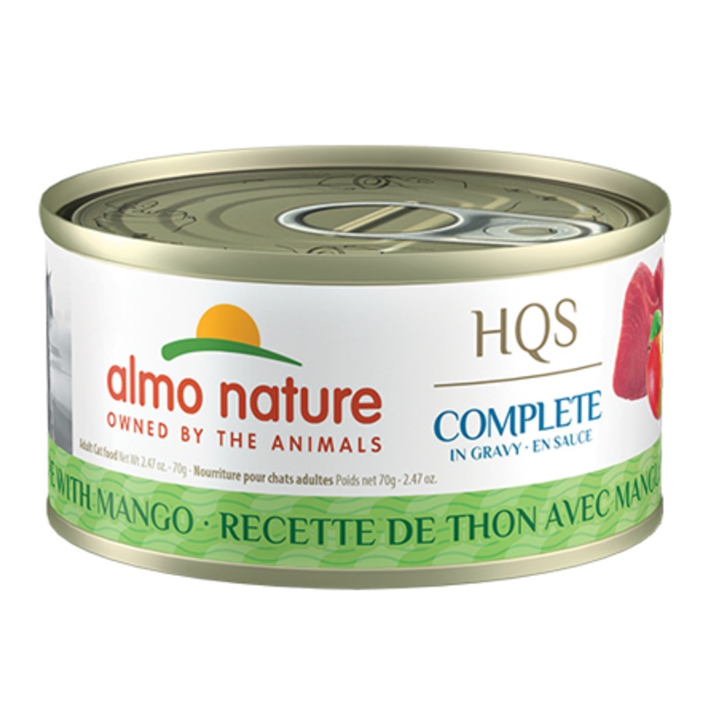 Almo Nature HQS Complete Tuna Recipe With Mango In Gravy Canned Cat Food: 2.47- Oz Cans, Case of 24