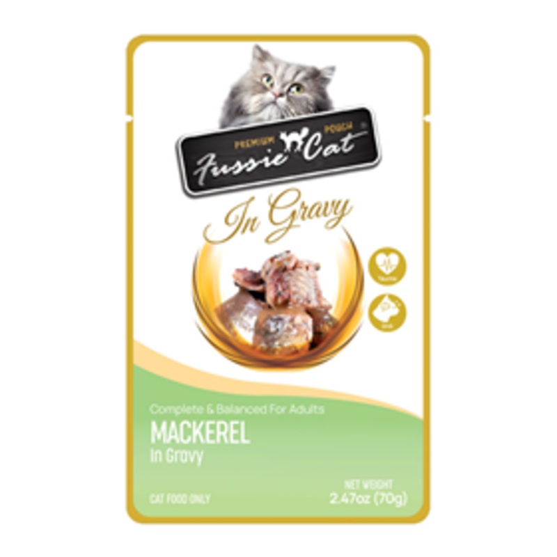 Fussie Cat Premium Pouches Mackerel in Gravy 2.47oz