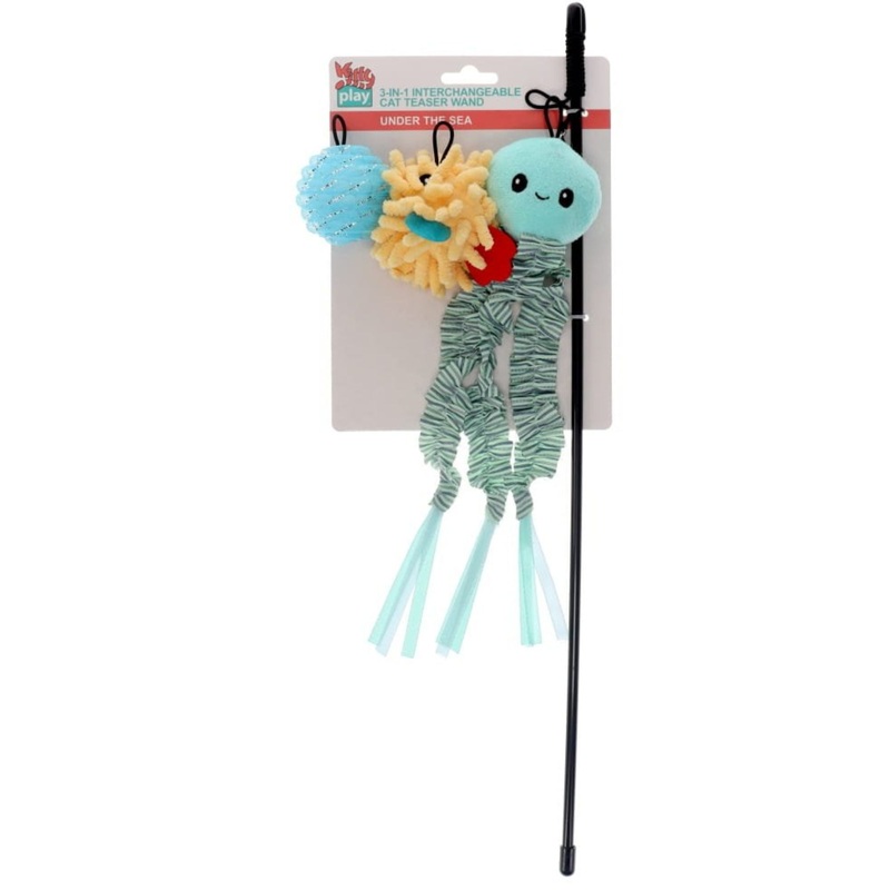 Kitty Play 3-in-1 Interchangeable Cat Teaser Wand – Under the Sea
