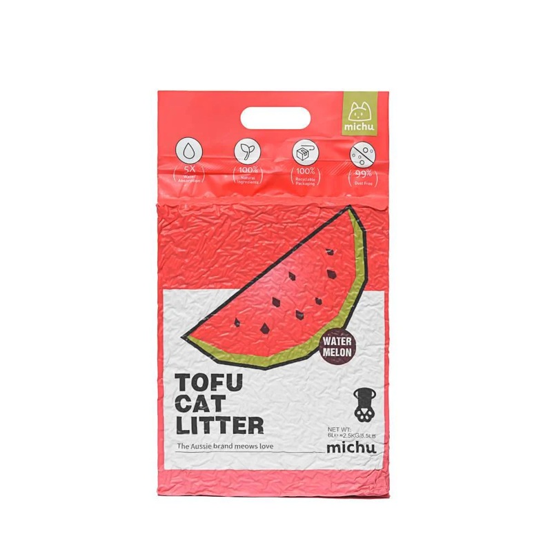 Michu Natural Clumping Tofu Cat Litter Watermelon 6L