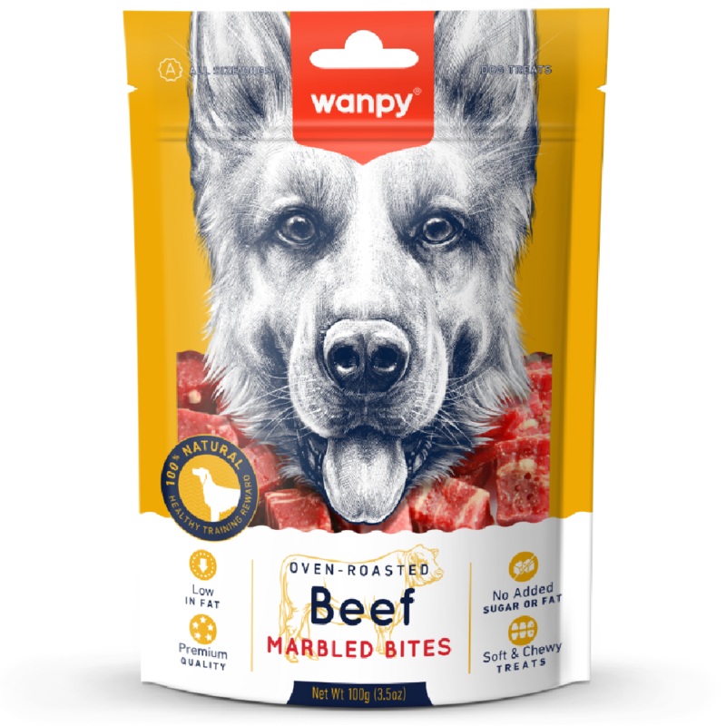 Wanpy Dog Oven-Roasted Beef Marbled Bites 100g