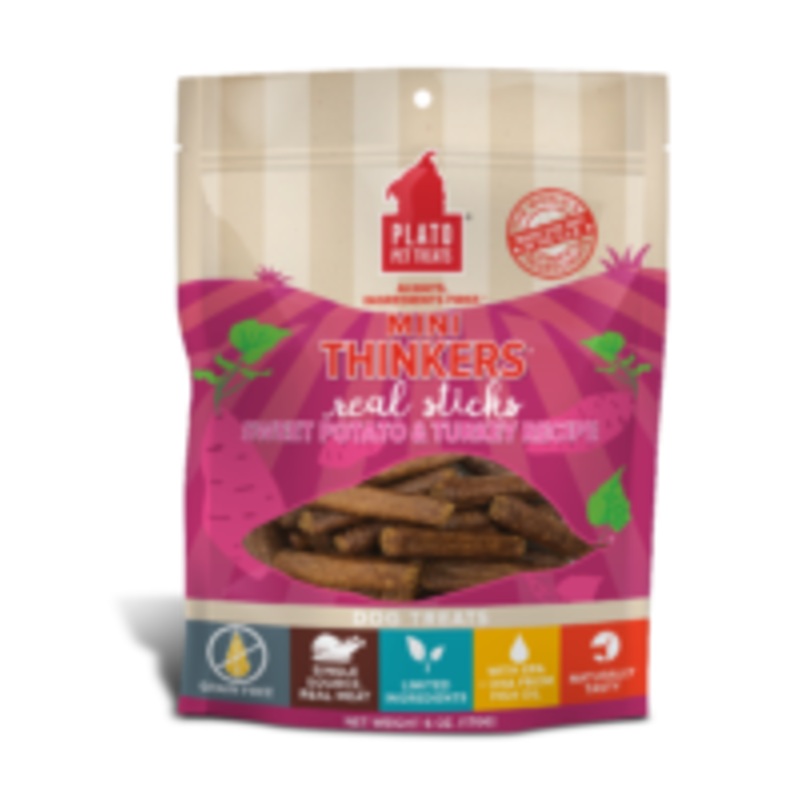 Plato Grain Free Mini Thinkers Sweet Potato And Turkey Stick Dog Treats