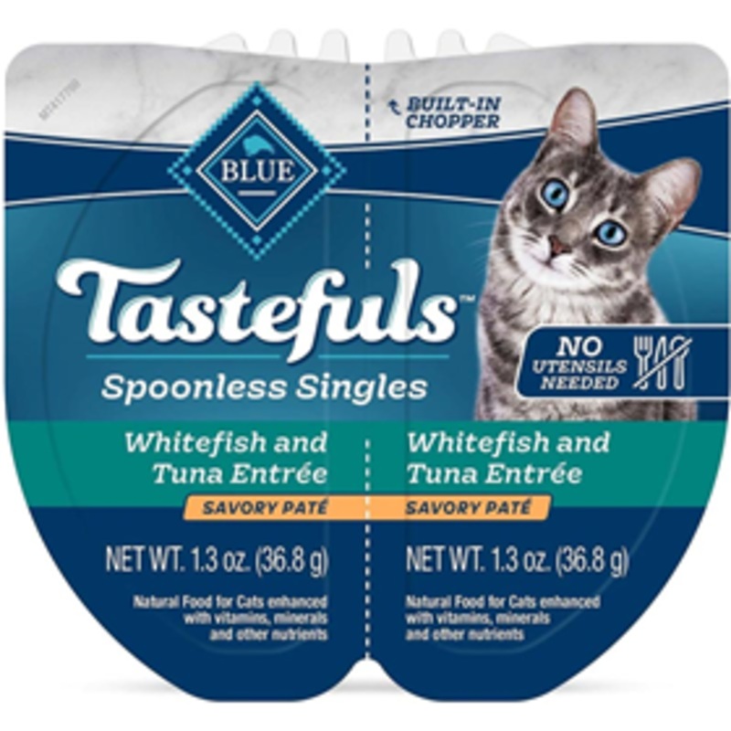 BLUE Tastefuls Spoonless Singles Whitefish and Tuna Entree Savory Pate 2.6 oz.