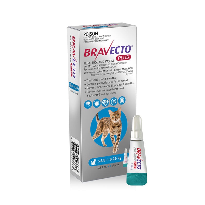 Bravecto Plus Spot-on for Medium Cats (Blue)