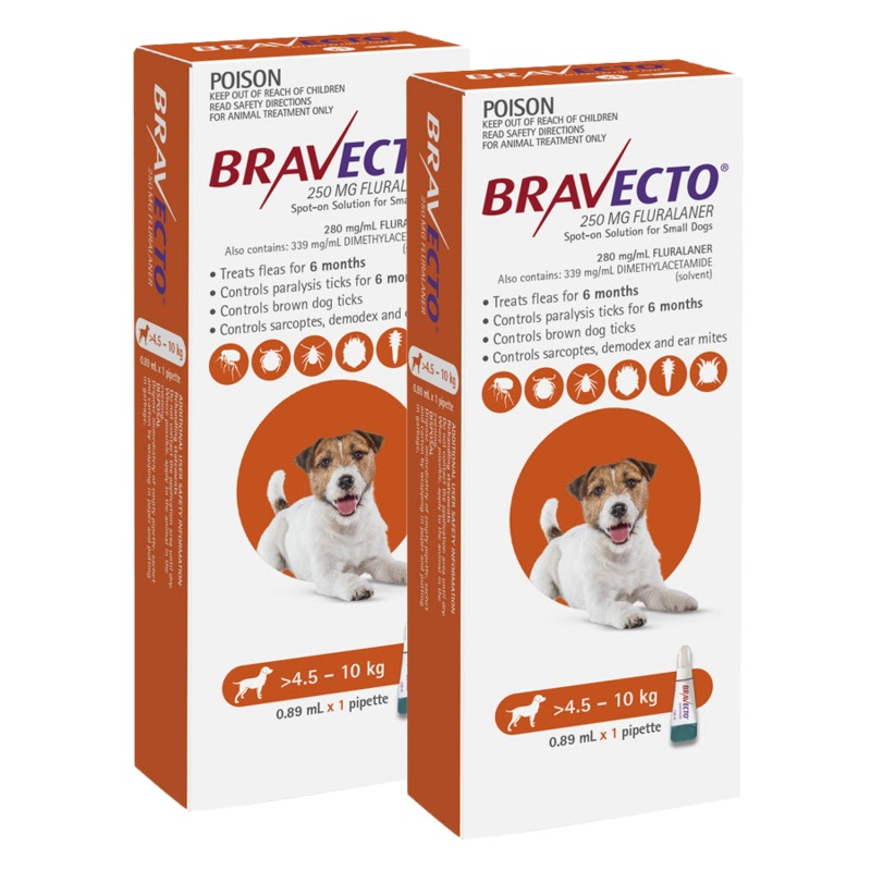 Bravecto Spot-on for Dogs 4.5kg-10kg (Orange) – 2 Pack Value Bundle
