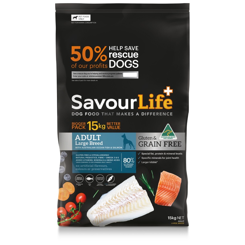SavourLife Grain Free Adult Dog Large Breed Fish Dry Food 15kg