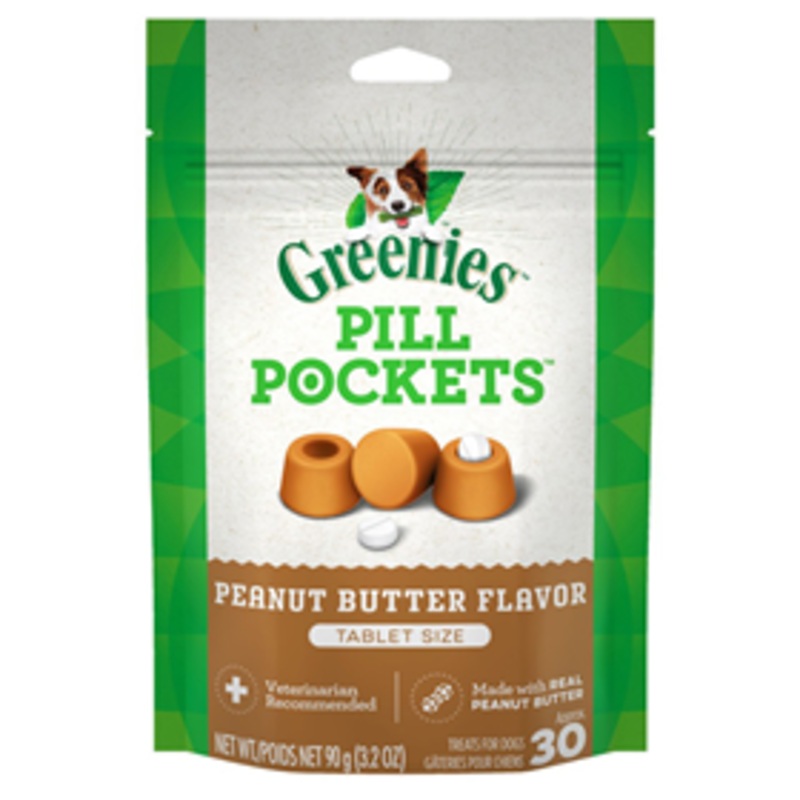 Greenies Pill Pockets for Dogs Real Peanut Butter Flavor Tablet Size Dog Treats 3.2 oz