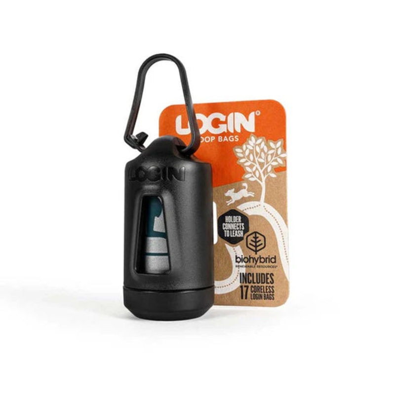 LOGIN Poop Bag Holder with 1 Pack of Biohybrid Bags