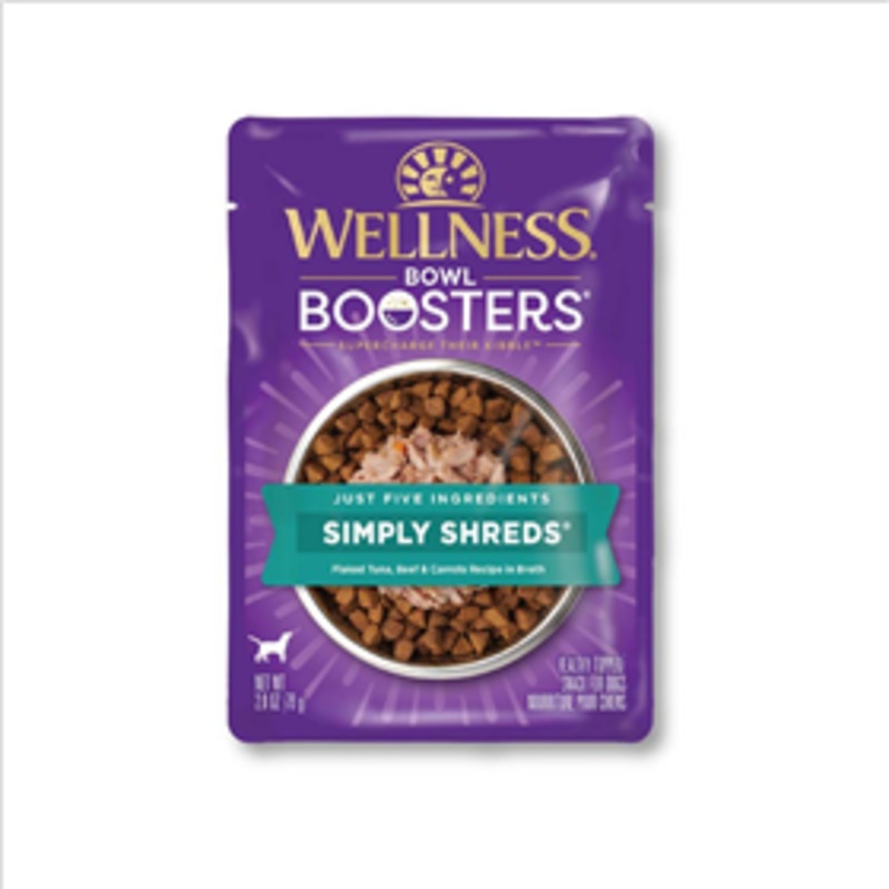 Wellness Bowl Boosters Simply Shreds Tuna, Beef & Carrots Dog Food 2.8oz Pouch