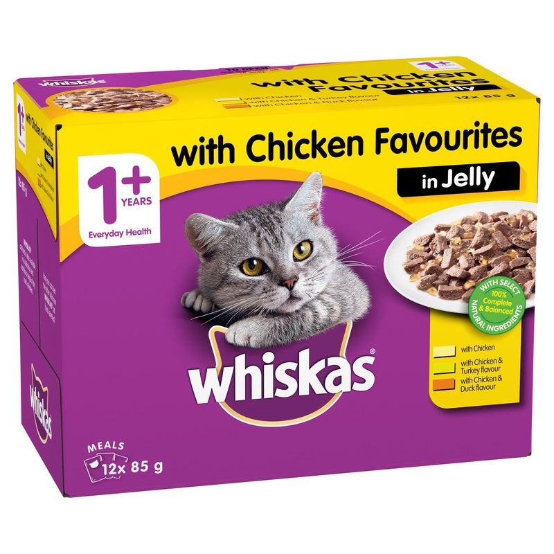 Whiskas Favourites Cat Adult 1+yrs Chicken Chunks In Jelly 85g x 12