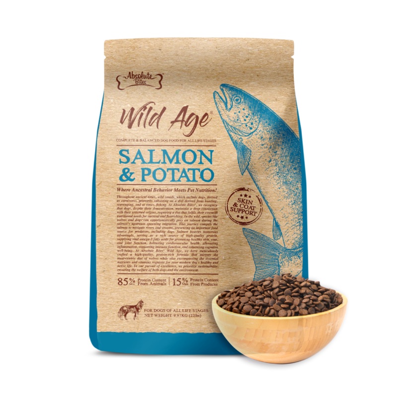 Absolute Bites Wild Age Dog Salmon & Potato Complete & Balanced For All Life Stages 22lbs
