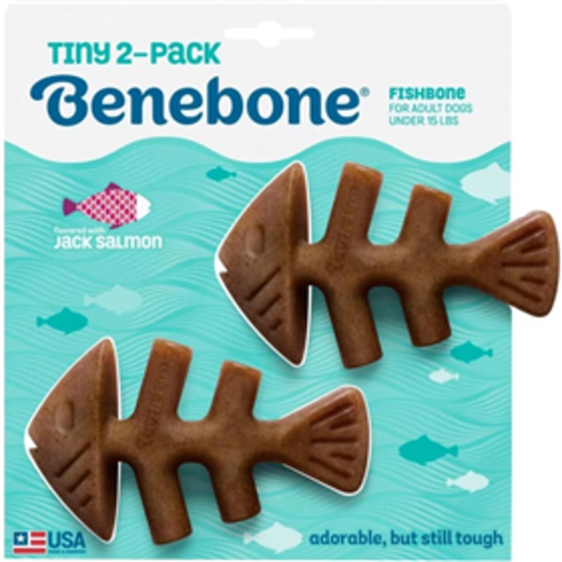 Benebone Tiny 2-Pack Fishbone Dog Chew Toy