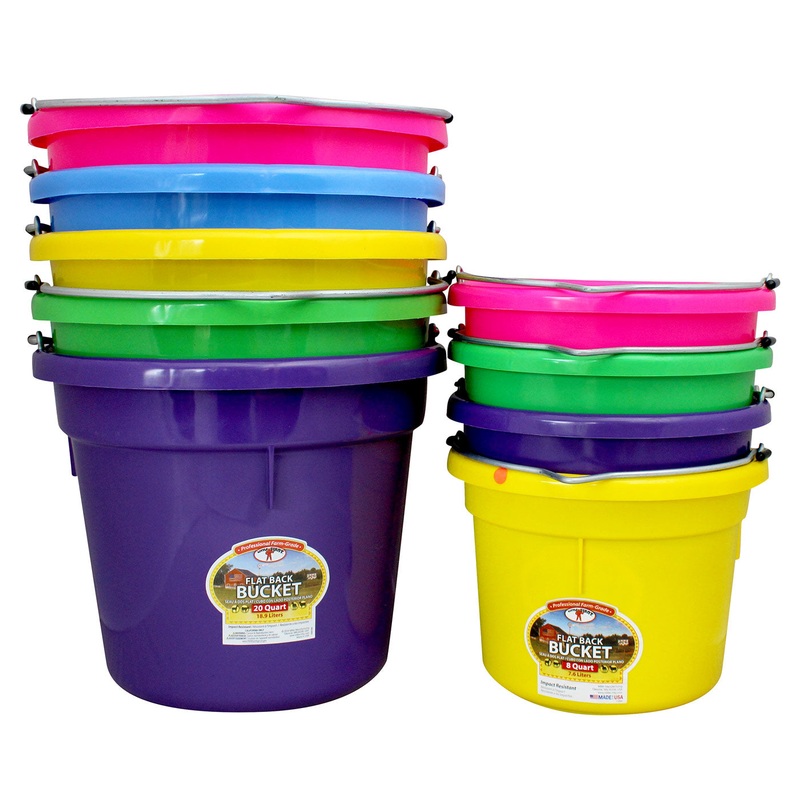 Flat Back Feed Bucket|7.9L|18.9L|Blue|Green|Pink|Purple|Yellow