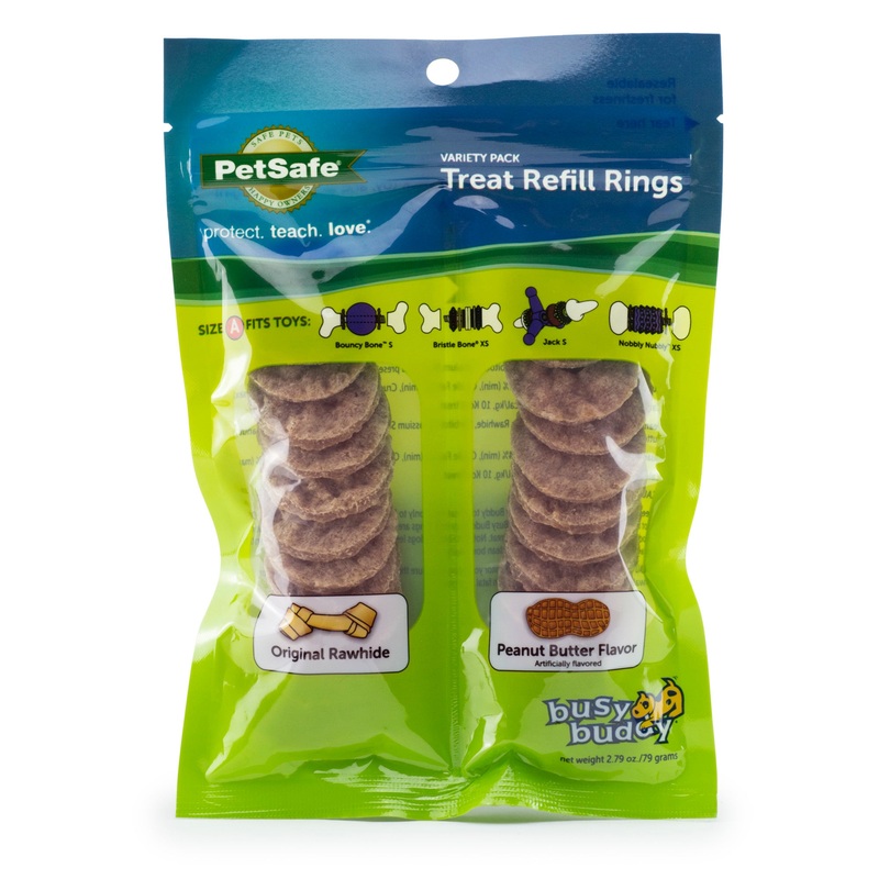 PetSafe Rawhide Treat Ring Refills, Variety Pack, Original Rawhide and Peanut Butter Flavor, Replacement Treats for PetSafe Busy Buddy Treat Ring Holding Dog Toys