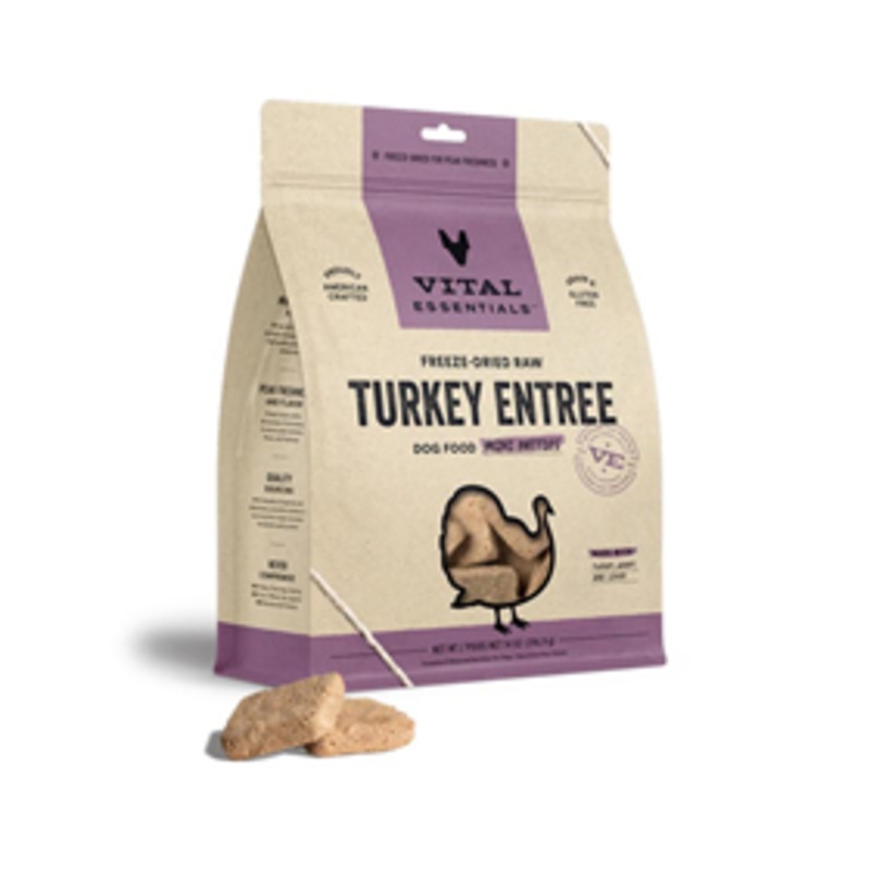 Vital Essentials Freeze-Dried Raw Turkey Entree Dog Food Mini Patties 14 oz. Bag