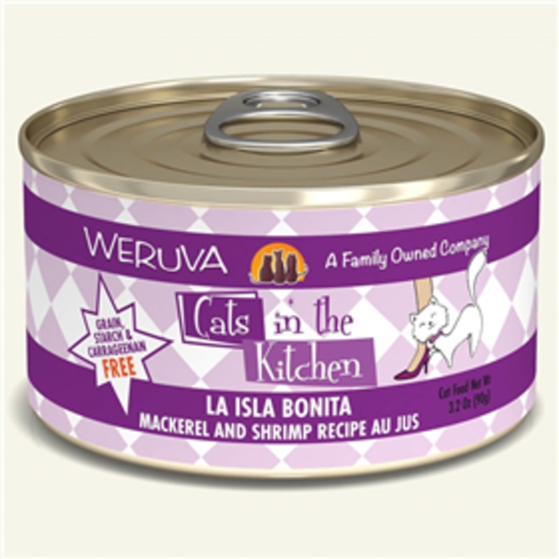 WERUVA Cats in the Kitchen La Isla Bonita – Mackerel and Shrimp Au Jus Canned Cat Food 3.2 oz