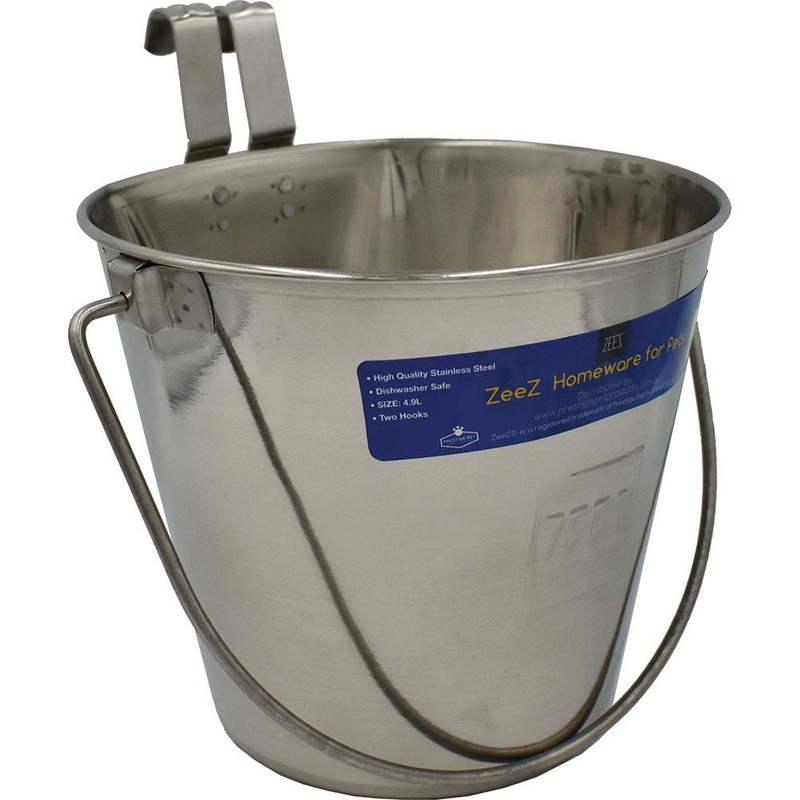 Zeez Stainless Steel Flat Sided Bucket Pail with Two Hooks