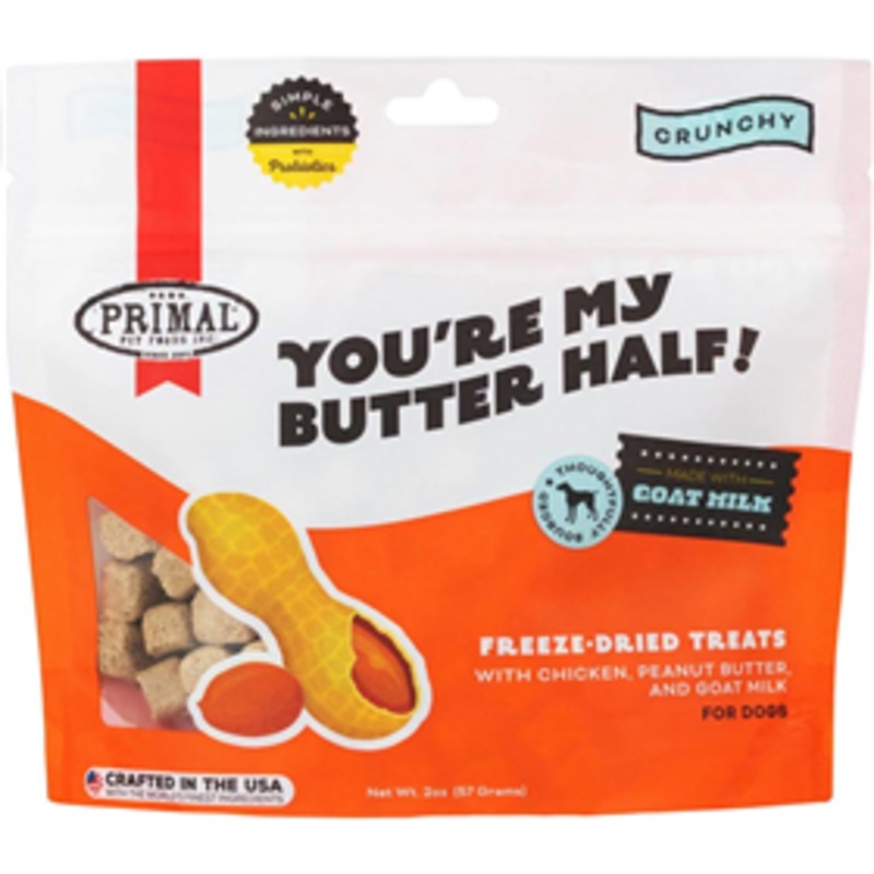 Primal You’re My Butter Half Freeze-Dried Treats w/ Chicken, Peanut Butter and Goat Milk 2 oz.