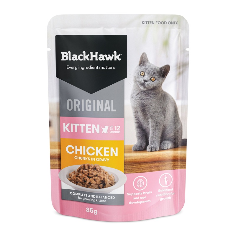 Black Hawk Original Kitten Chicken in Gravy Cat Wet Food 85g x 12