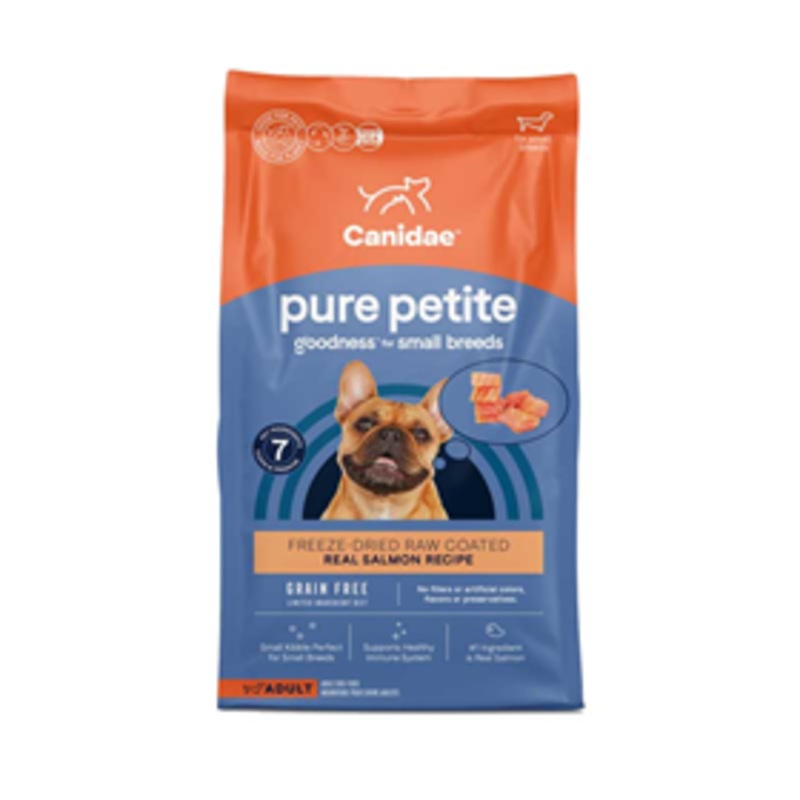 CANIDAE Grain Free PURE Petite SM BD Raw Coated Dry Formula with Real Salmon 4lb
