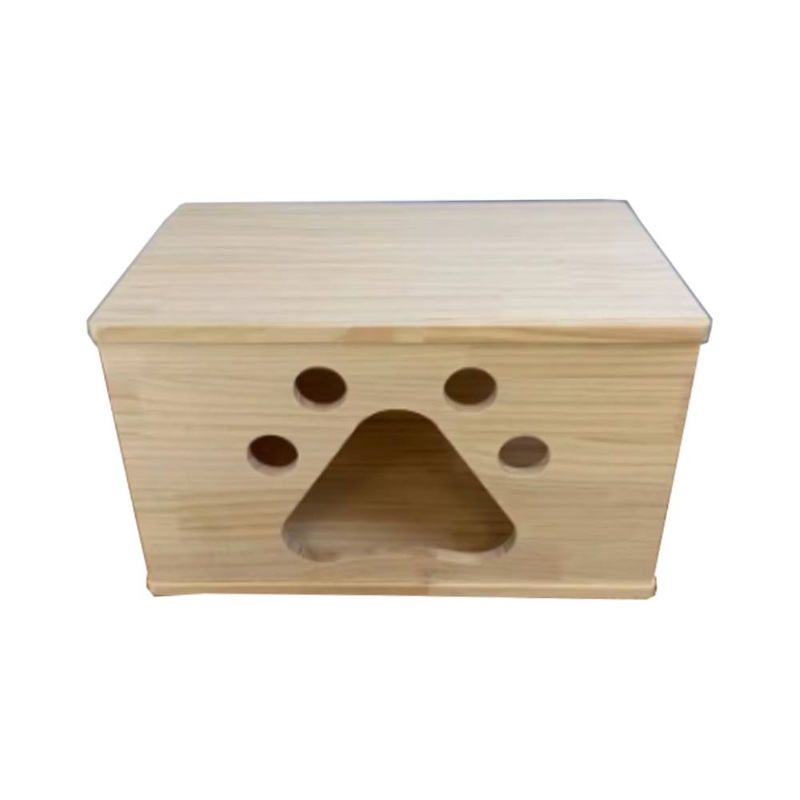 Solid Wood Pet House – Paw Print M (L50cm x B30cm x H30cm)
