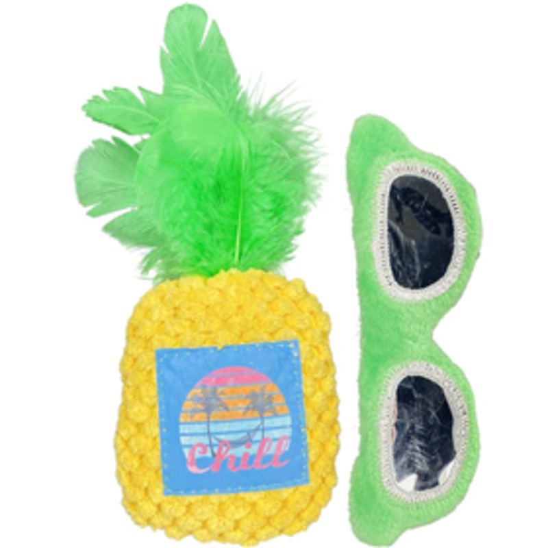 Multipet Margaritaville Sunglasses & Pineapple Cat Toy 2pk