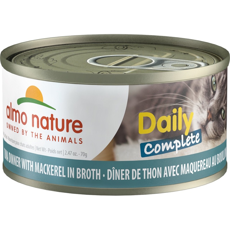 Almo Nature HQS Daily Complete Tuna Dinner With Mackerel In Broth Canned Cat Food: 2.47- Oz, Case of 24