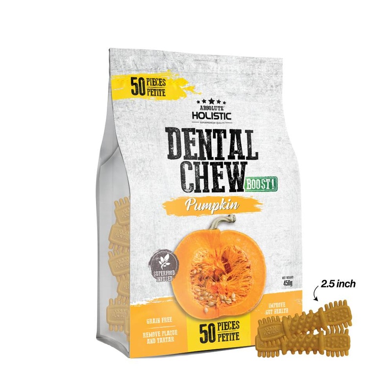 Absolute Holistic Dog Boost Dental Chew Pumpkin 450g – 50pcs (2.5)
