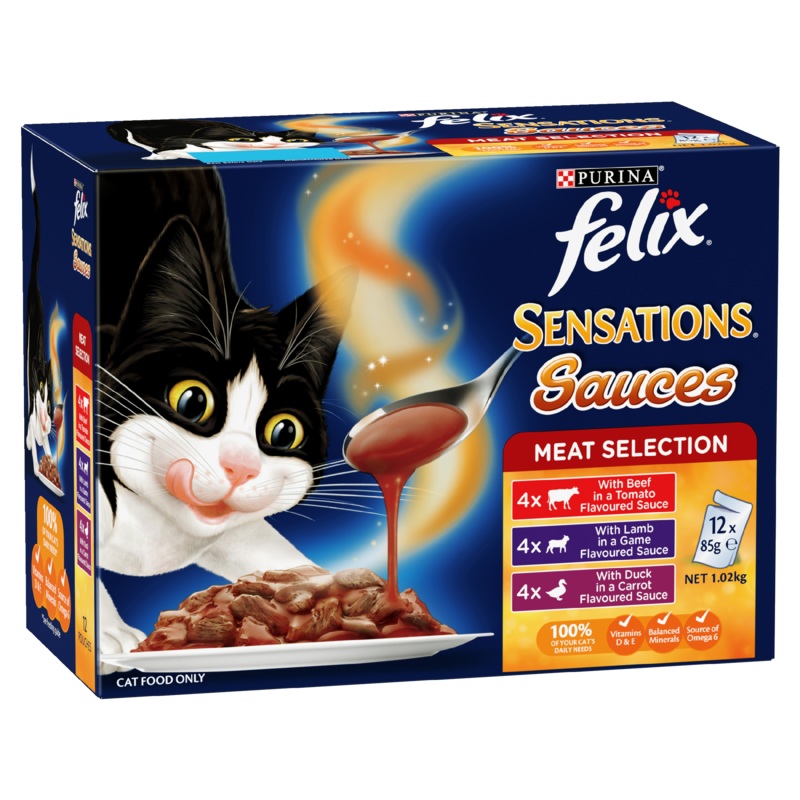 Felix Sensations Sauces Meat Selection Adult Wet Cat Food 85g x 12