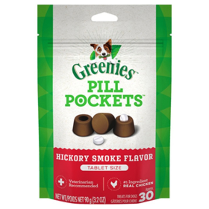 Greenies Pill Pockets for Dogs Hickory Smoke Flavor Tablet Size Dog Treats 3.2 oz