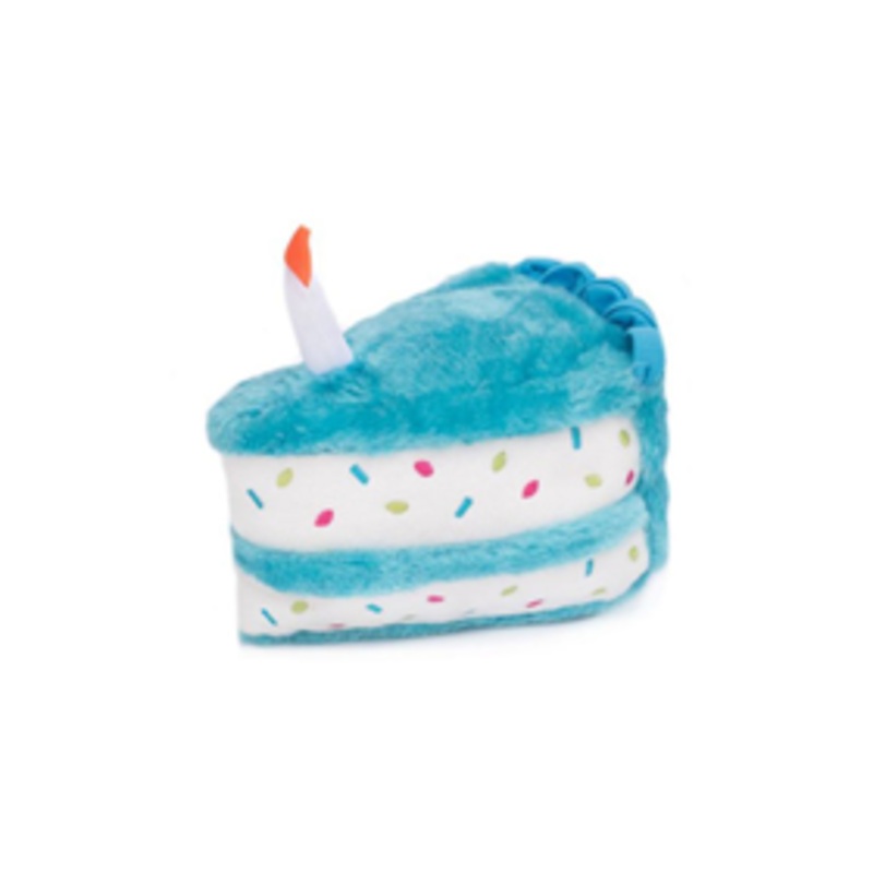 ZippyPaws NomNomz Blue Birthday Cake Dog Toy 7 in