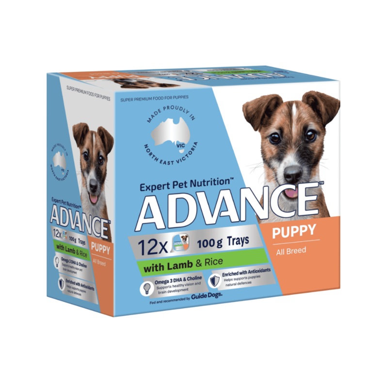 Advance Lamb with Rice All Breed Puppy Wet Food 100g Trays