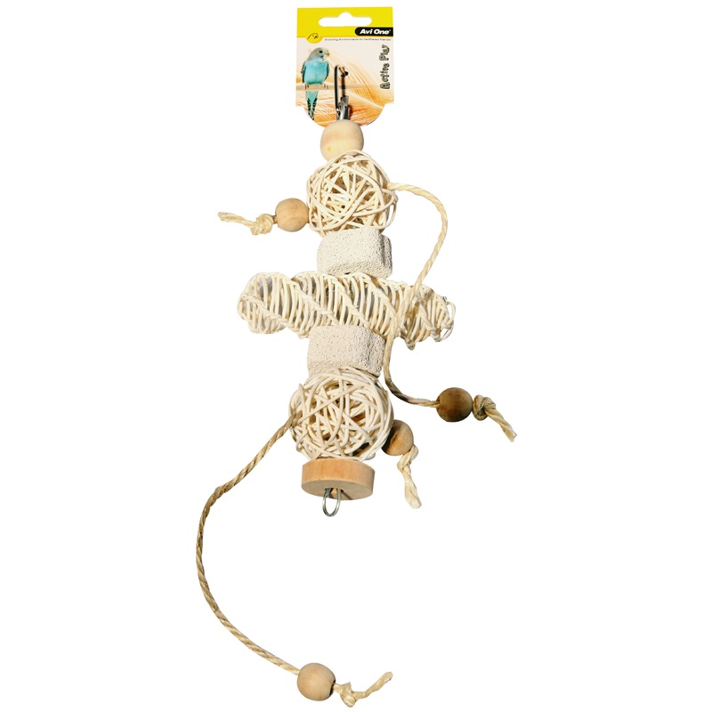 Avi One Bird Toy Rattan Balls Wooden Beads and Pumice