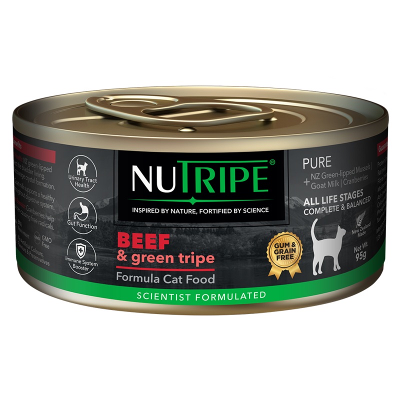 *DONATION TO LOVE KUCHING PROJECT* Nutripe Cat Gum & Grain Free Pure Beef & Green Tripe 95g x 24cans