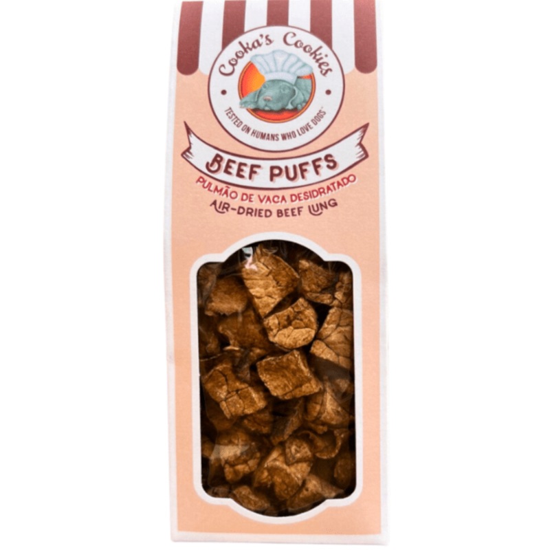 Cookas Cookies  Air Dried Lung Bites Beef Puffs 80gr