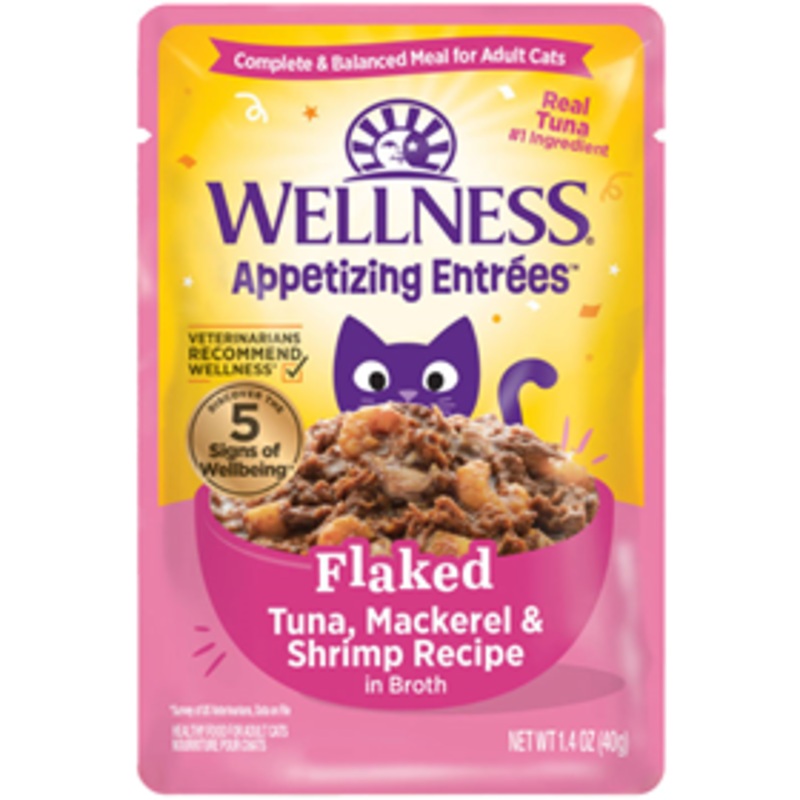 Wellness Appetizing Entrees Flaked Tuna, Mackerel & Shrimp Recipe 1.4 oz