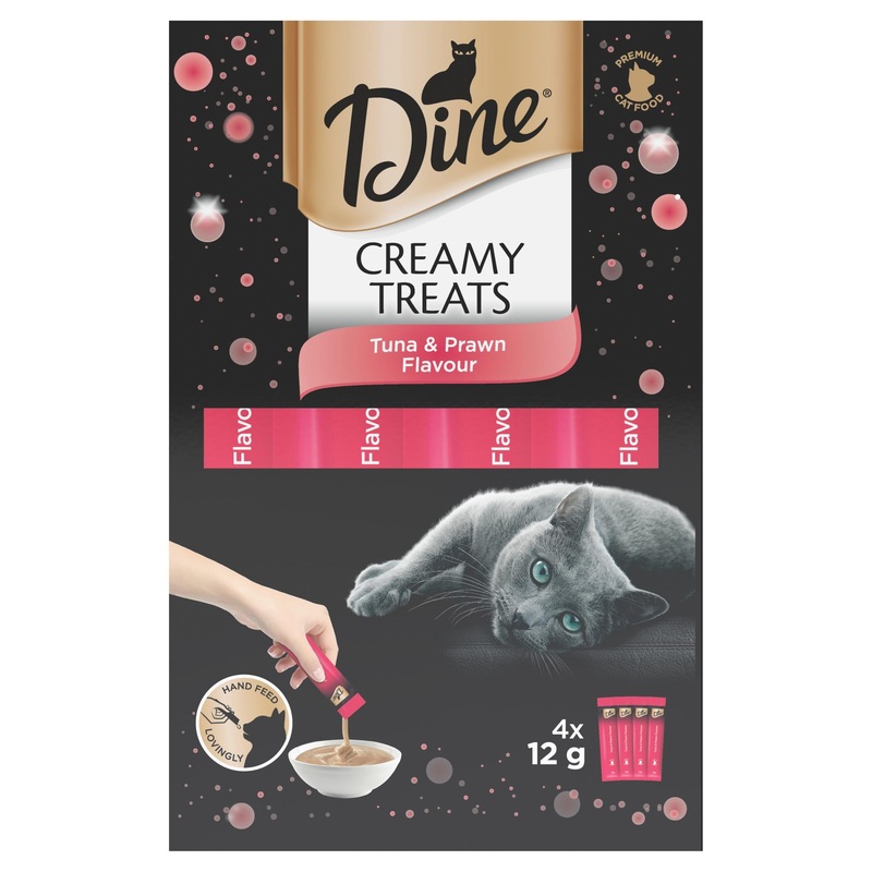 Dine Creamy Cat Treats Tuna & Prawn 12g x 4