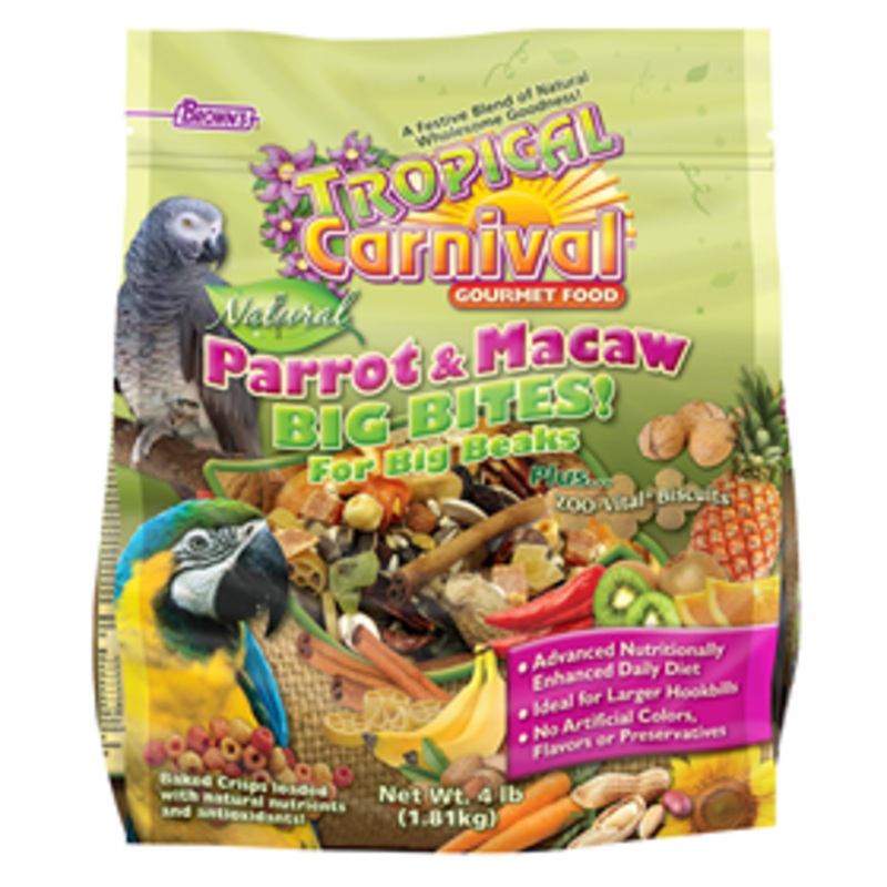 FM Brown’s Tropical Carnival Big Bites Biscuits Parrot & Macaw Bird Food 4 lb Bag