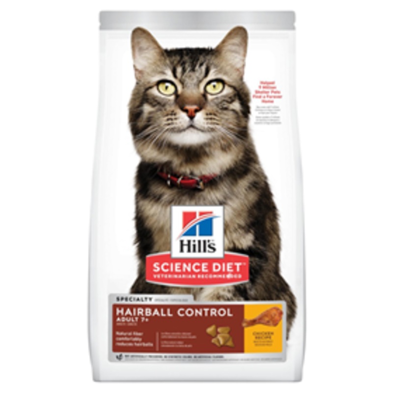 Hills science Diet Adult 7+ Hairball Control Chicken Recipe Cat Food 15.5 lbs.